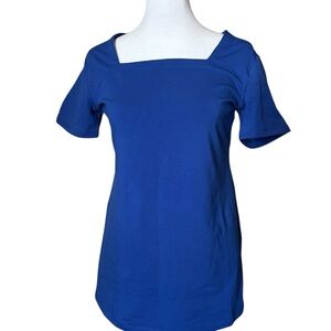 Susan Graver Royal Blue Square Neck Tee
